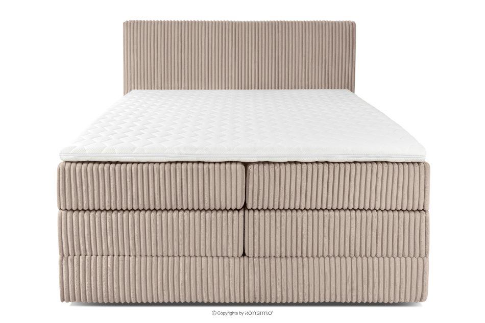 STRIX PRO Boxspringbett mittelhart 140 cm Doppelmatratze + Visco-Topper Cordstoff in Taupe taupe - Foto 4