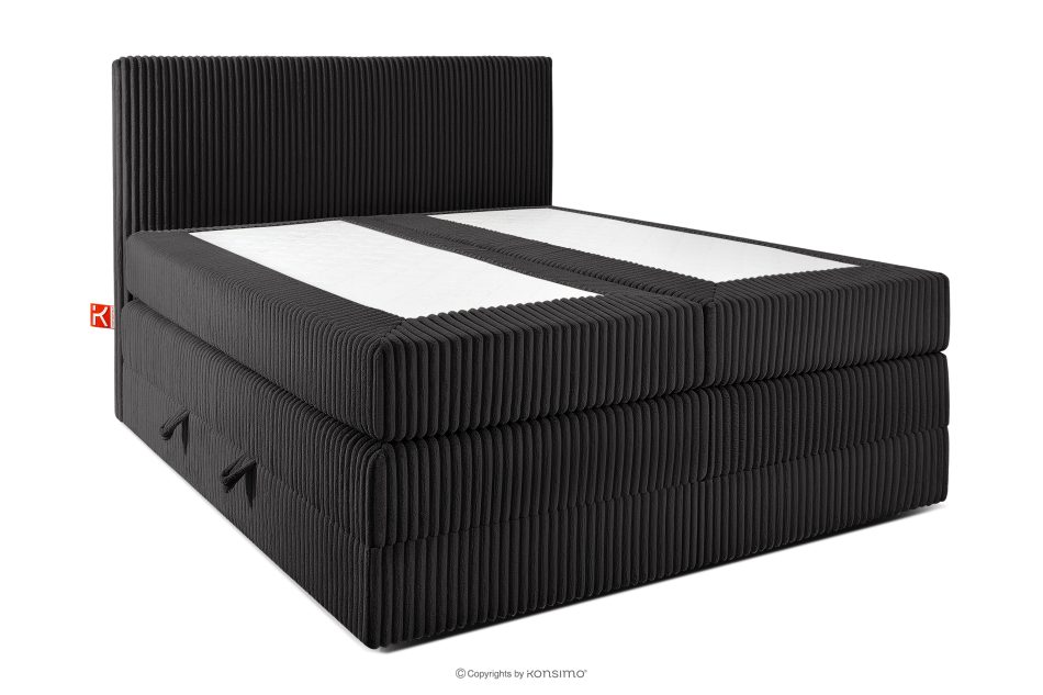 STRIX PRO Boxspringbett hart 140 cm Doppelmatratze + HR-Topper Cordstoff schwarz schwarz - Foto 2