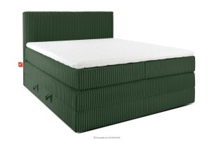 STRIX PRO, https://konsimo.de/kollektion/strix-pro/ Boxspringbett hart 140 cm Doppelmatratze + HR-Topper Cordstoff dunkelgrün dunkelgrün - Foto