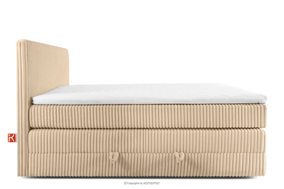 STRIX PRO Boxspringbett hart 140 cm Doppelmatratze + HR-Topper Cordstoff in Sand sandfarben - Foto 5