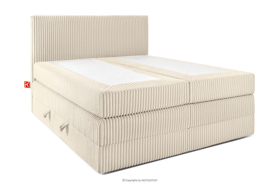 STRIX PRO Boxspringbett hart 140 cm Doppelmatratze + HR-Topper Cordstoff beige beige - Foto 2