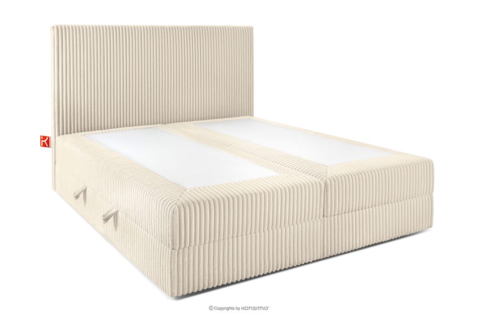 STRIX PRO Boxspringbett hart 140 cm Doppelmatratze + HR-Topper Cordstoff beige beige - Foto 3