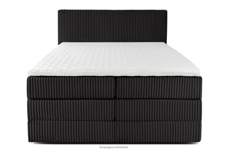 STRIX PRO Boxspringbett hart 140 cm Doppelmatratze + Visco-Topper Cordstoff schwarz schwarz - Foto 4