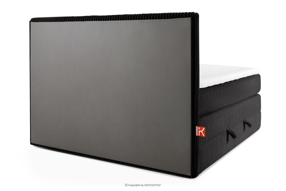 STRIX PRO Boxspringbett hart 140 cm Doppelmatratze + Visco-Topper Cordstoff schwarz schwarz - Foto 6