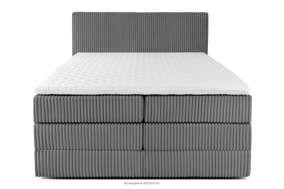 STRIX PRO Boxspringbett hart 140 cm Doppelmatratze + Visco-Topper Cordstoff grau grau - Foto 4