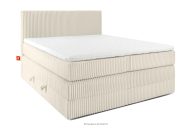 Boxspringbett hart 140 cm Doppelmatratze + Visco-Topper Cordstoff weiß/ecru