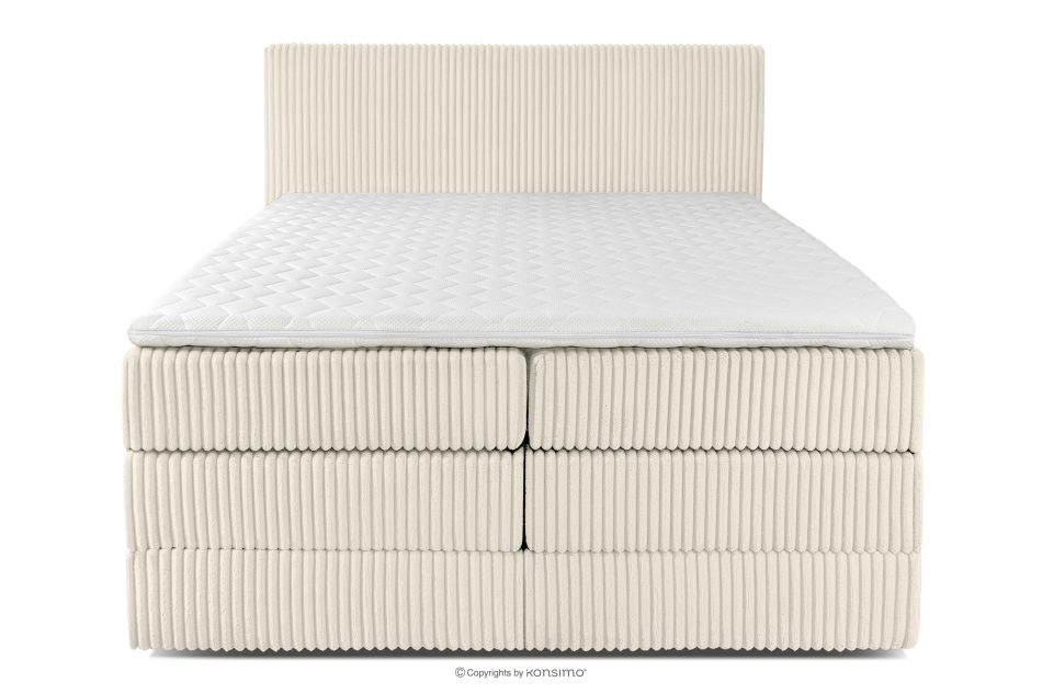 STRIX PRO Boxspringbett hart 140 cm Doppelmatratze + Visco-Topper Cordstoff weiß/ecru weiß/ecru - Foto 4