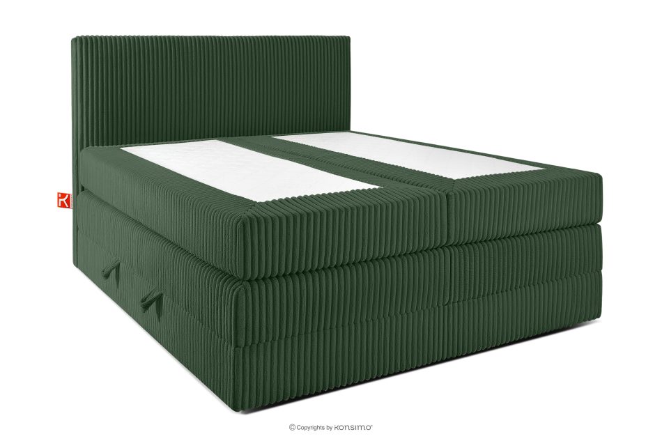 STRIX PRO Boxspringbett hart 140 cm Doppelmatratze + Visco-Topper Cordstoff dunkelgrün dunkelgrün - Foto 2