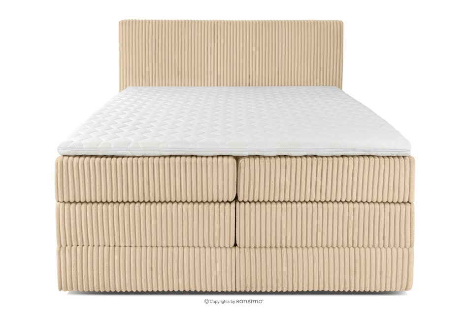STRIX PRO Boxspringbett hart 140 cm Doppelmatratze + Visco-Topper aus Cordstoff sandfarben sandfarben - Foto 4