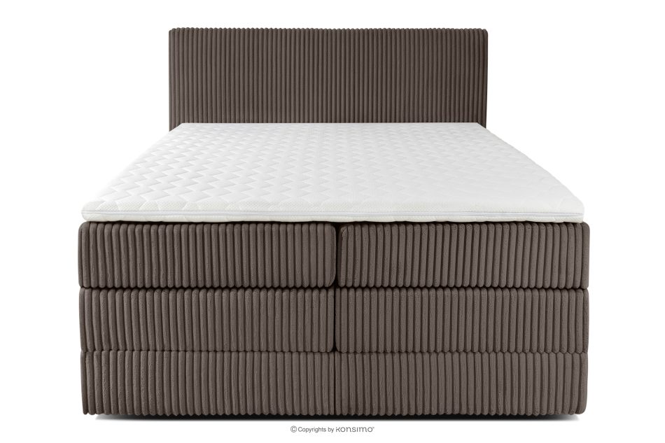 STRIX PRO Boxspringbett hart 140 cm Doppelmatratze + Visco-Topper Cordstoff braun braun - Foto 4