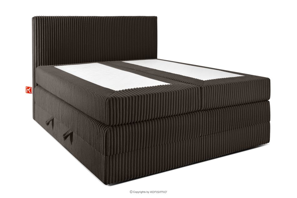 STRIX PRO Boxspringbett hart 140 cm Doppelmatratze + Visco-Topper Cordstoff dunkelbraun dunkelbraun - Foto 2