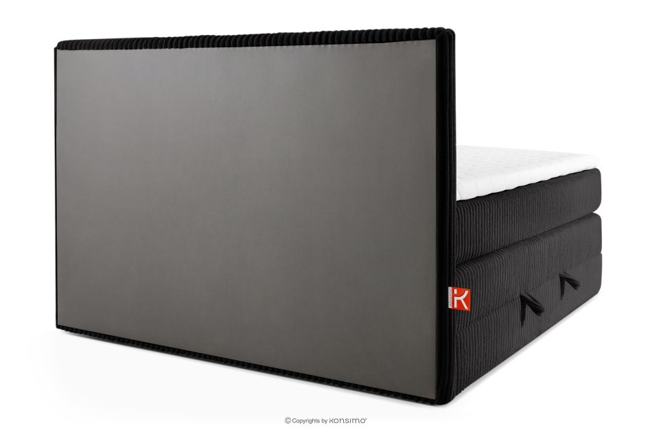 STRIX PRO Boxspringbett mittelhart 160 cm Doppelmatratze + HR-Topper Cordstoff schwarz schwarz - Foto 6