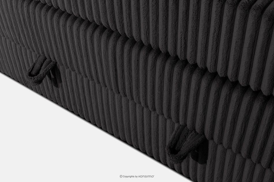 STRIX PRO Boxspringbett mittelhart 160 cm Doppelmatratze + HR-Topper Cordstoff schwarz schwarz - Foto 10