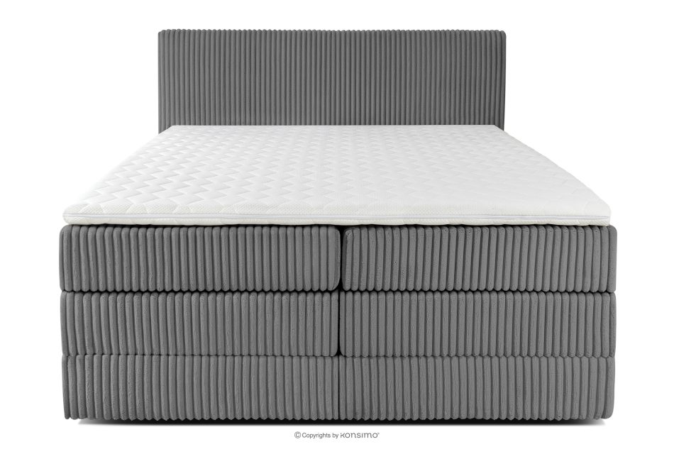 STRIX PRO Boxspringbett mittelhart 160 cm Doppelmatratze + HR-Topper Cordstoff in Grau grau - Foto 4