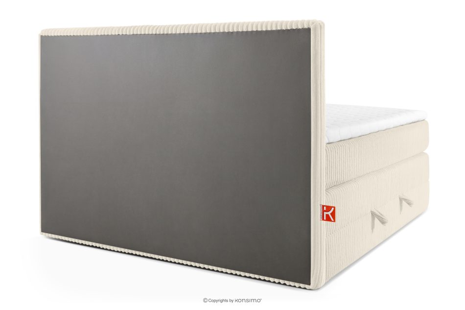 STRIX PRO Boxspringbett mittelhart 160 cm Doppelmatratze + HR-Topper Cordstoff weiß/ecru weiß/ecru - Foto 6