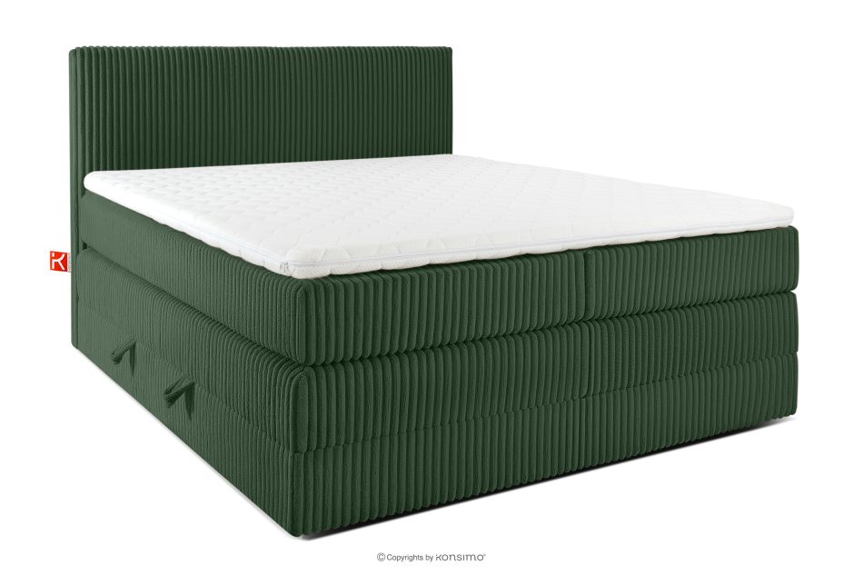 STRIX PRO Boxspringbett mittelhart 160 cm Doppelmatratze + HR-Topper Cordstoff in Dunkelgrün dunkelgrün - Foto 0