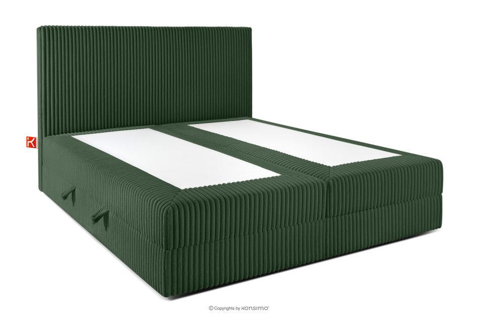 STRIX PRO Boxspringbett mittelhart 160 cm Doppelmatratze + HR-Topper Cordstoff in Dunkelgrün dunkelgrün - Foto 3