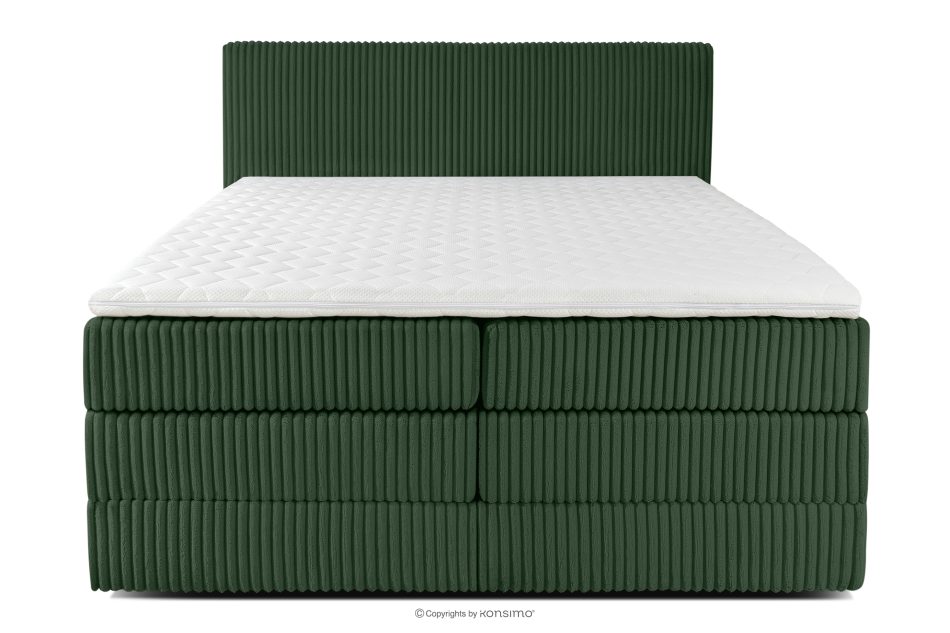 STRIX PRO Boxspringbett mittelhart 160 cm Doppelmatratze + HR-Topper Cordstoff in Dunkelgrün dunkelgrün - Foto 4