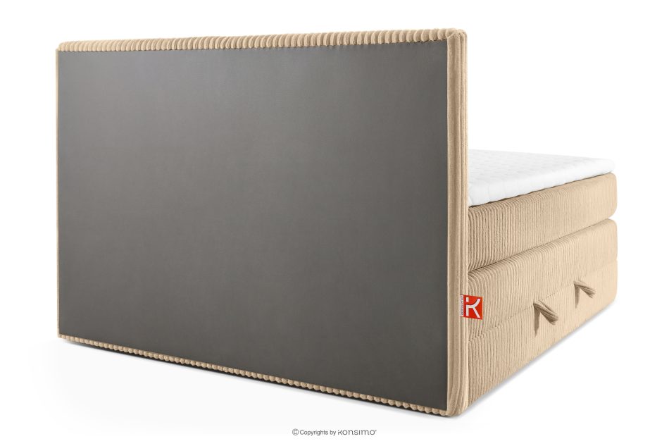 STRIX PRO Boxspringbett mittelhart 160 cm Doppelmatratze + HR-Topper Cordstoff sandfarben sandfarben - Foto 6