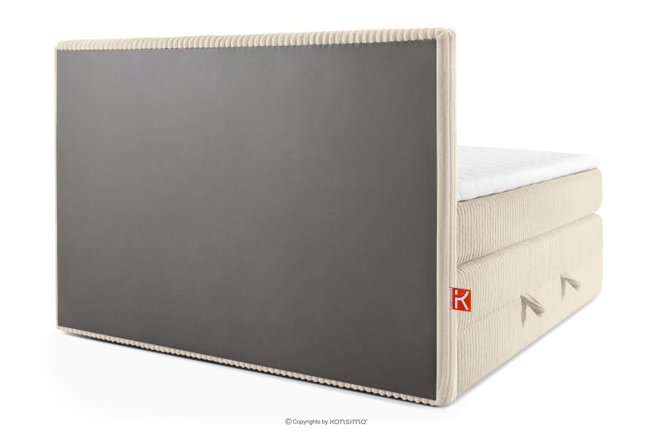 STRIX PRO Boxspringbett mittelhart 160 cm Doppelmatratze + HR-Topper Cordstoff beige beige - Foto 6