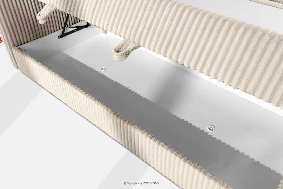 STRIX PRO Boxspringbett mittelhart 160 cm Doppelmatratze + HR-Topper Cordstoff beige beige - Foto 12