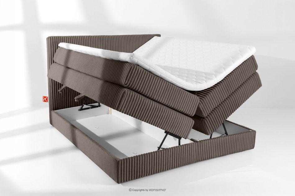 STRIX PRO Boxspringbett mittelhart 160 cm Doppelmatratze + HR-Topper Cordstoff in Braun braun - Foto 7