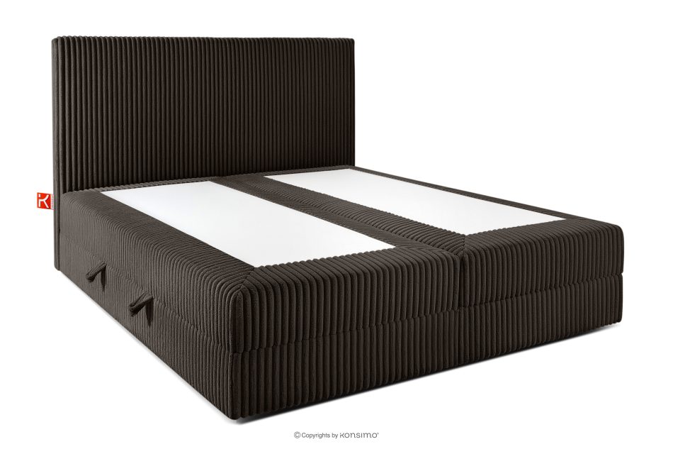 STRIX PRO Boxspringbett mittelhart 160 cm Doppelmatratze + HR-Topper Cordstoff in Dunkelbraun dunkelbraun - Foto 3