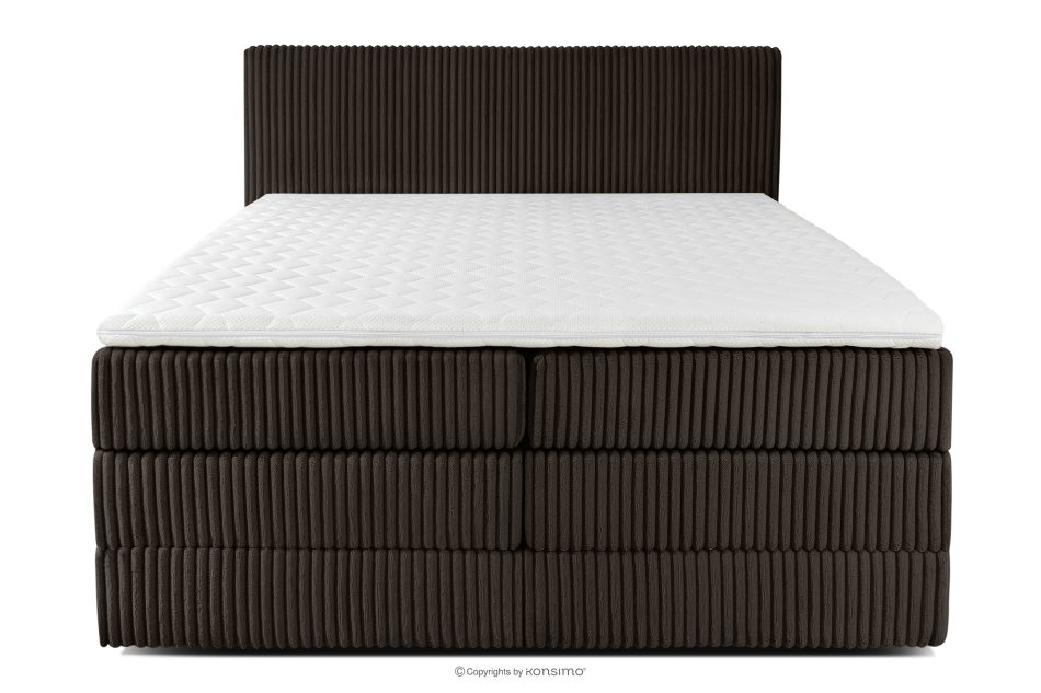 STRIX PRO Boxspringbett mittelhart 160 cm Doppelmatratze + HR-Topper Cordstoff in Dunkelbraun dunkelbraun - Foto 4