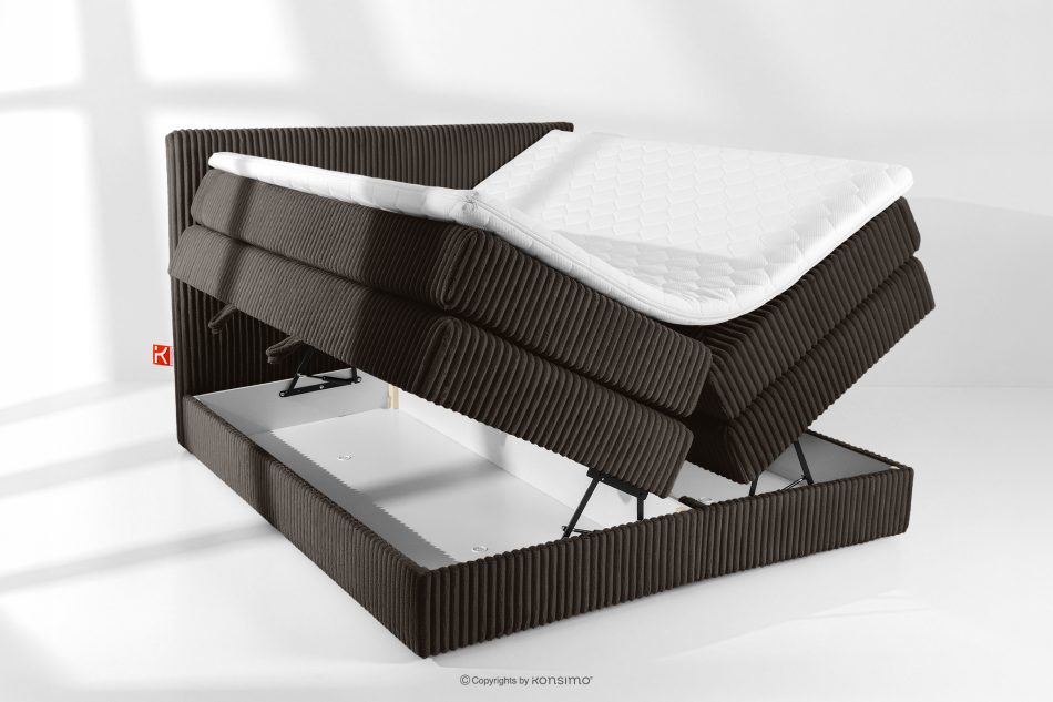 STRIX PRO Boxspringbett mittelhart 160 cm Doppelmatratze + HR-Topper Cordstoff in Dunkelbraun dunkelbraun - Foto 7