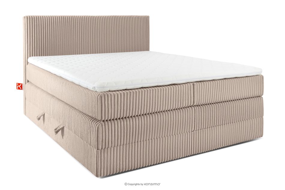 STRIX PRO Boxspringbett mittelhart 160 cm Doppelmatratze + HR-Topper Cordstoff in Taupe taupe - Foto 0