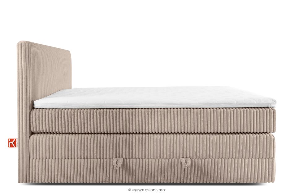 STRIX PRO Boxspringbett mittelhart 160 cm Doppelmatratze + HR-Topper Cordstoff in Taupe taupe - Foto 5