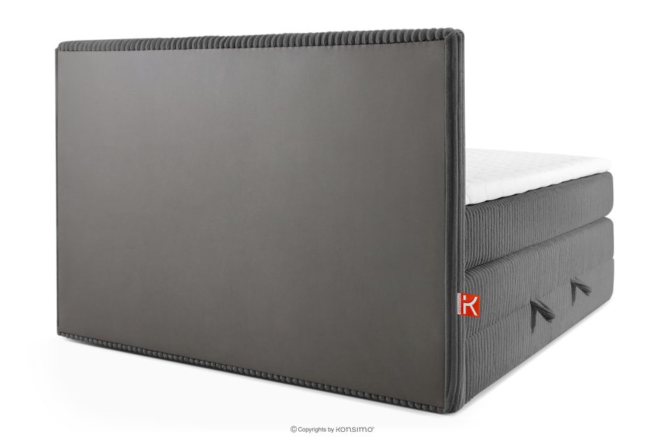 STRIX PRO Boxspringbett mittelhart 160 cm Doppelmatratze + Visco-Topper Cordstoff grau grau - Foto 6