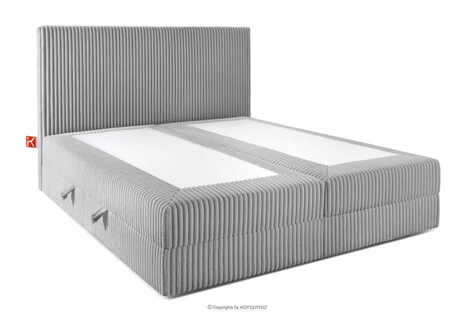 STRIX PRO Boxspringbett mittelhart 160 cm Doppelmatratze + Visco-Topper Cordstoff hellgrau hellgrau - Foto 3