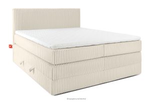 STRIX PRO, https://konsimo.de/kollektion/strix-pro/ Boxspringbett mittelhart 160 cm Doppelmatratze + Visco-Topper Cordstoff weiß/ecru weiß/ecru - Foto