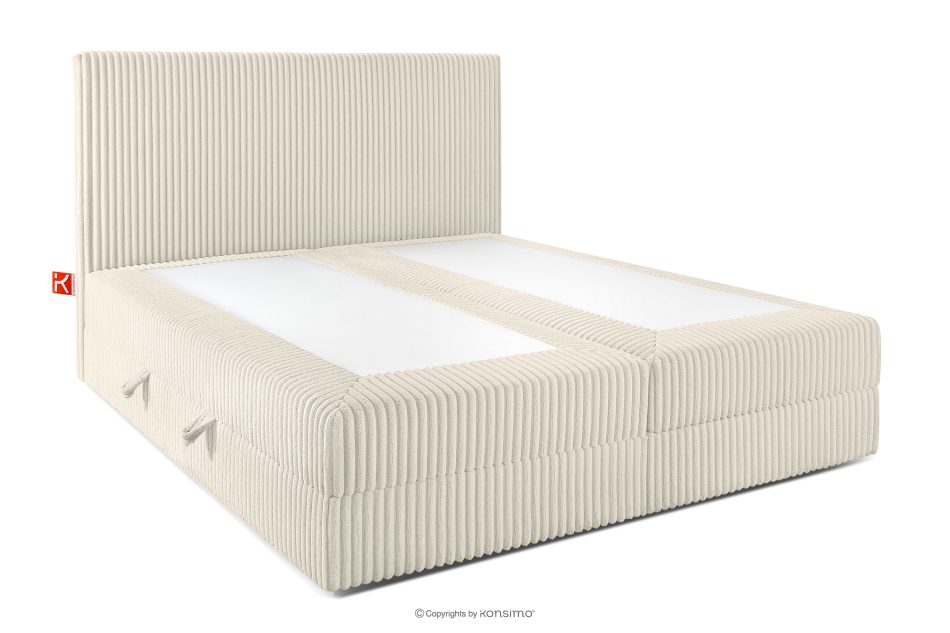 STRIX PRO Boxspringbett mittelhart 160 cm Doppelmatratze + Visco-Topper Cordstoff weiß/ecru weiß/ecru - Foto 3
