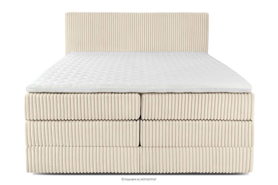 STRIX PRO Boxspringbett mittelhart 160 cm Doppelmatratze + Visco-Topper Cordstoff beige beige - Foto 4
