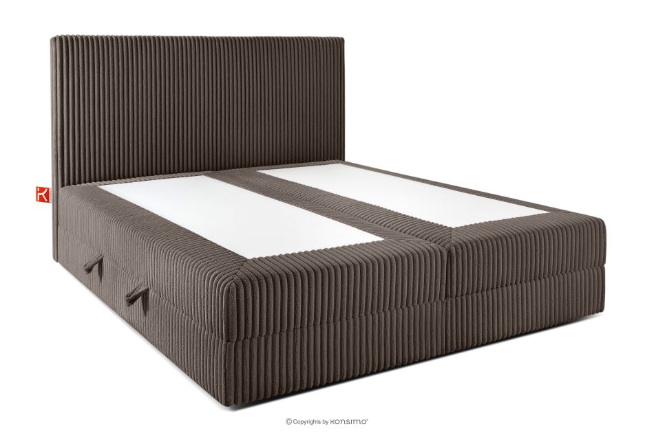 STRIX PRO Boxspringbett mittelhart 160 cm Doppelmatratze + Visco-Topper Cordstoff braun braun - Foto 3