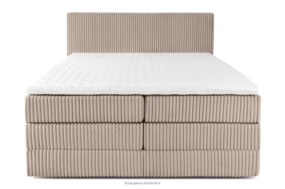 STRIX PRO Boxspringbett mittelhart 160 cm Doppelmatratze + Visco-Topper Cordstoff taupe taupe - Foto 4