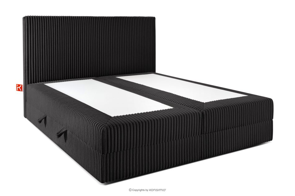 STRIX PRO Boxspringbett hart 160 cm Doppelmatratze + HR-Topper Cordstoff schwarz schwarz - Foto 3