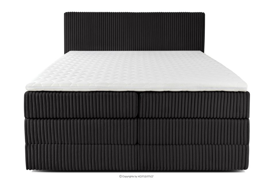STRIX PRO Boxspringbett hart 160 cm Doppelmatratze + HR-Topper Cordstoff schwarz schwarz - Foto 4