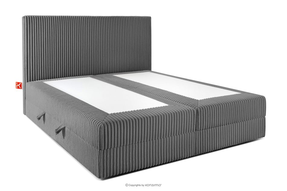 STRIX PRO Boxspringbett hart 160 cm Doppelmatratze + HR-Topper Cordstoff grau grau - Foto 3