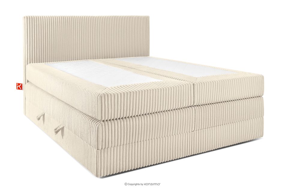 STRIX PRO Boxspringbett hart 160 cm Doppelmatratze + HR-Topper Cordstoff beige beige - Foto 2