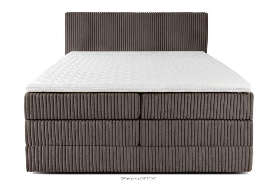 STRIX PRO Boxspringbett hart 160 cm Doppelmatratze + HR-Topper Cordstoff in Braun braun - Foto 4