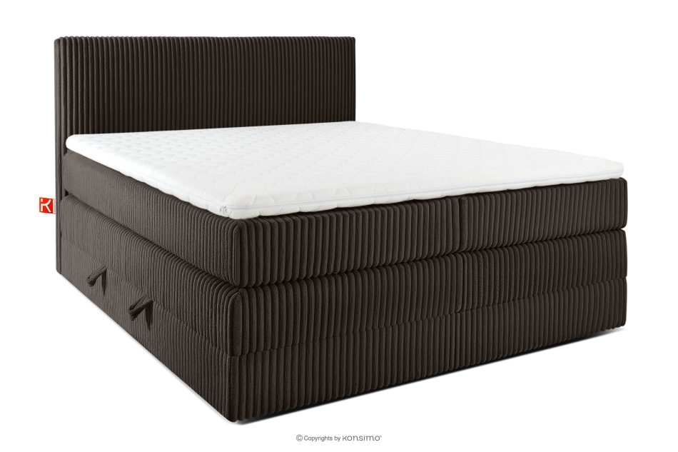 STRIX PRO Boxspringbett hart 160 cm Doppelmatratze + HR-Topper Cordstoff dunkelbraun dunkelbraun - Foto 0
