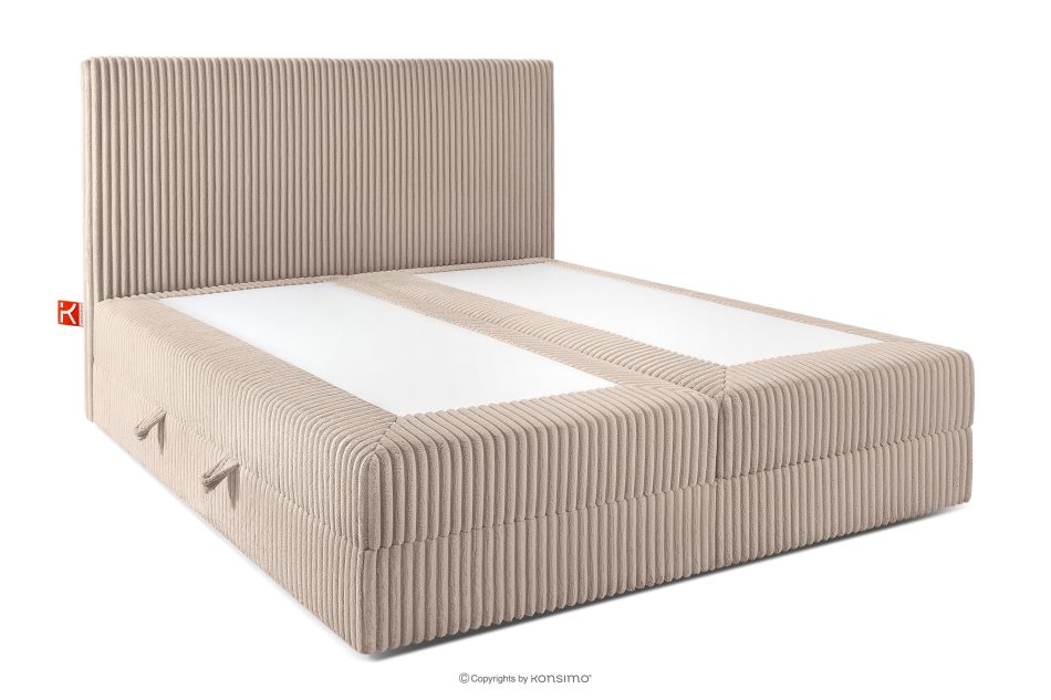 STRIX PRO Boxspringbett hart 160 cm Doppelmatratze + HR-Topper Cordstoff in Taupe taupe - Foto 3