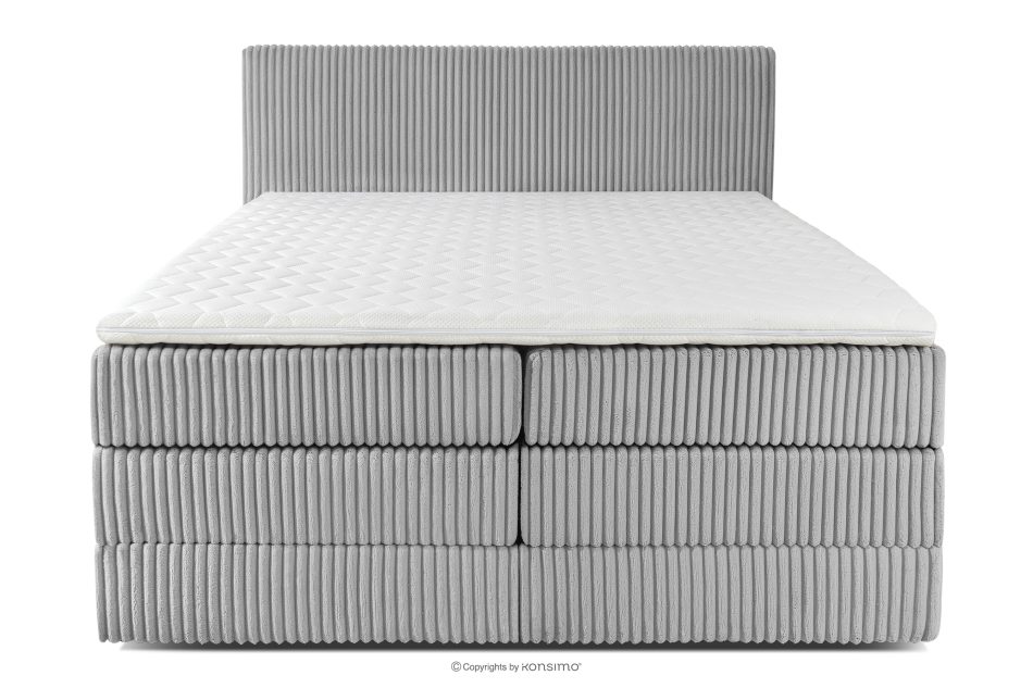 STRIX PRO Boxspringbett hart 160 cm Doppelmatratze + Visco-Topper Cordstoff hellgrau hellgrau - Foto 4