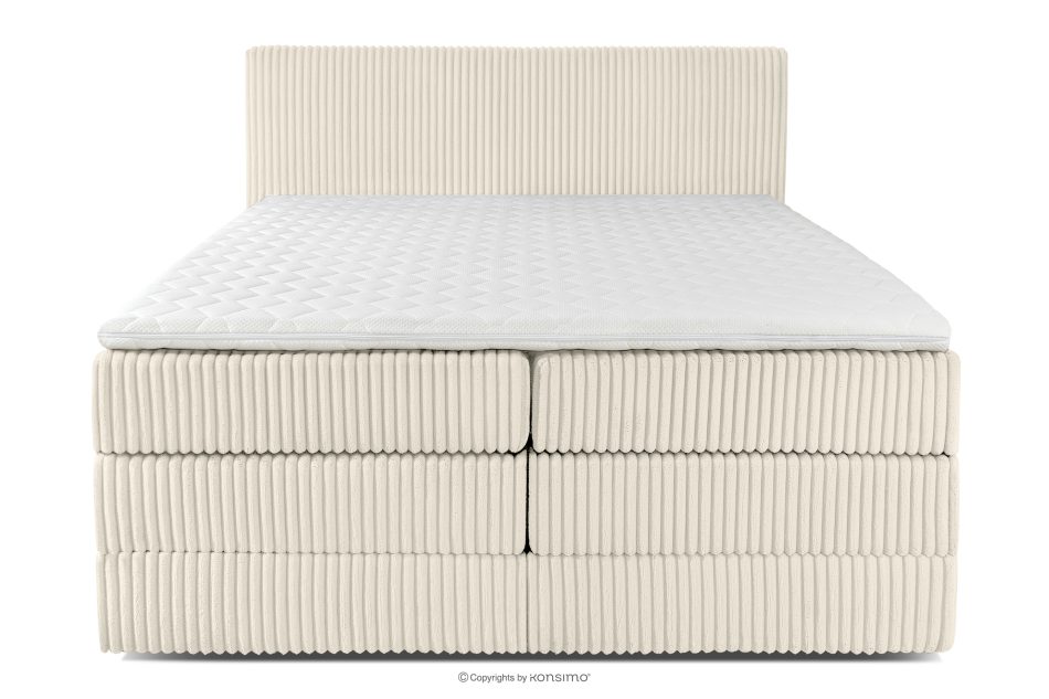 STRIX PRO Boxspringbett hart 160 cm Doppelmatratze + Visco-Topper Cordstoff weiß/ecru weiß/ecru - Foto 4