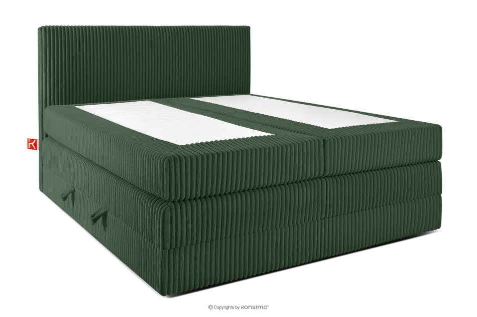 STRIX PRO Boxspringbett hart 160 cm Doppelmatratze + Visco-Topper Cordstoff dunkelgrün dunkelgrün - Foto 2