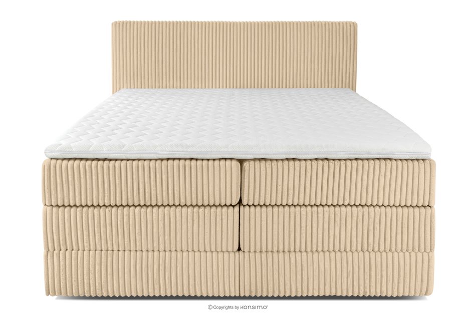 STRIX PRO Boxspringbett hart 160 cm Doppelmatratze + Visco-Topper Cordstoff sandfarben sandfarben - Foto 4