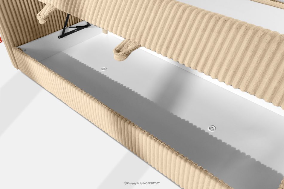 STRIX PRO Boxspringbett hart 160 cm Doppelmatratze + Visco-Topper Cordstoff sandfarben sandfarben - Foto 12